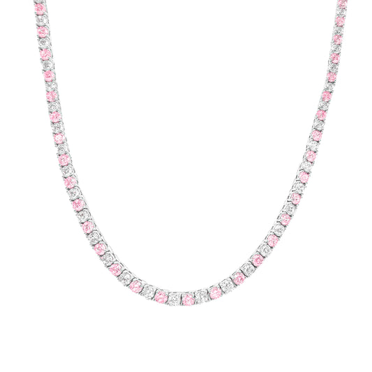 Two and a half mm Pink Stone Tennis Necklace