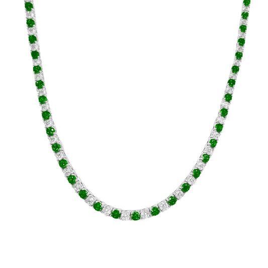 Two and a half mm Green Stone Tennis Necklace