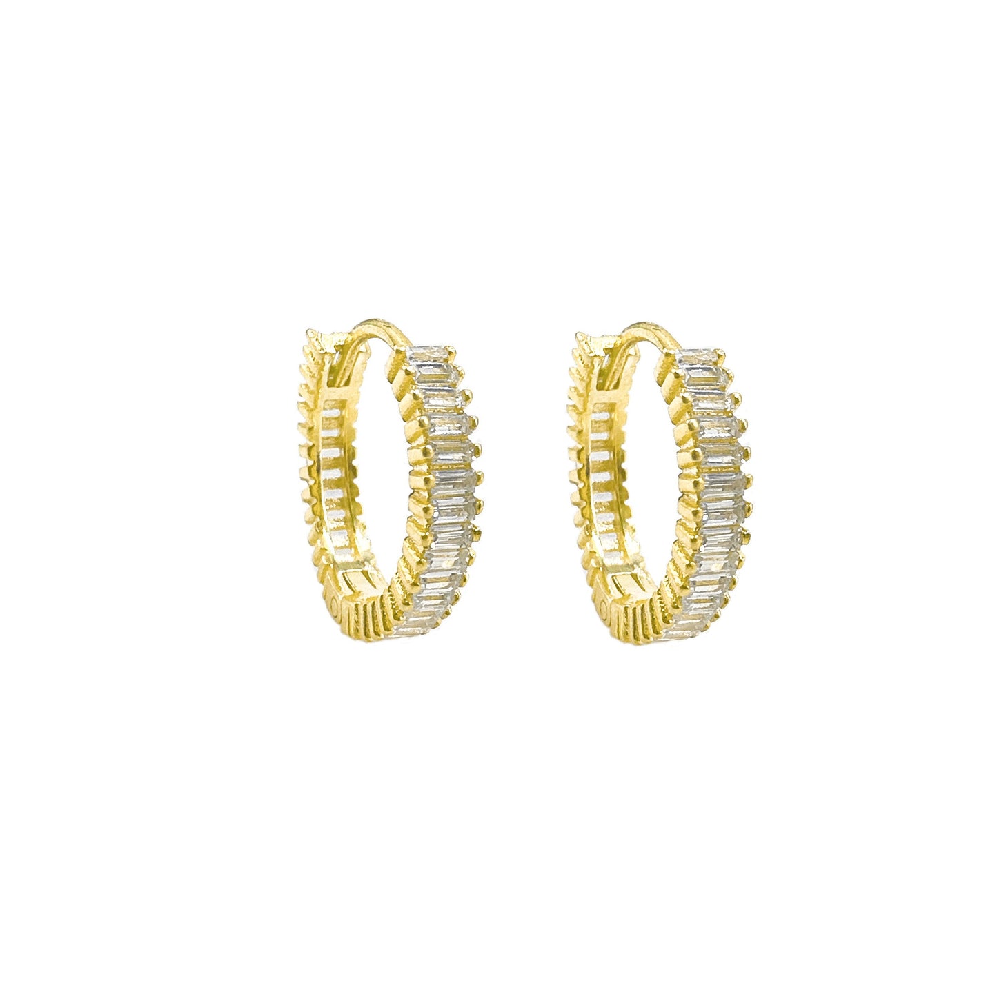 Small Size Baguette Full Circle Hoop Earrings