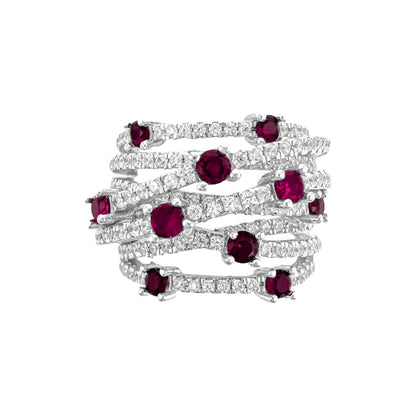 Crisscross Colorful Tiny Stone Detailed Ring