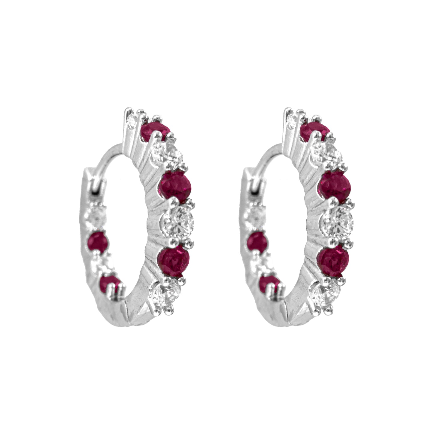 Fuchsia Stone Waterway Hoop Earrings