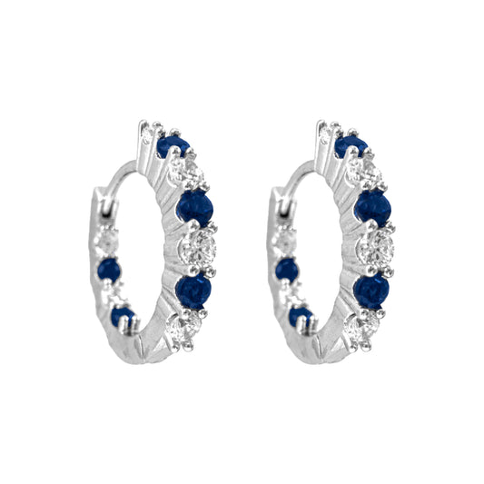Navy Blue Stone Waterway Hoop Earrings