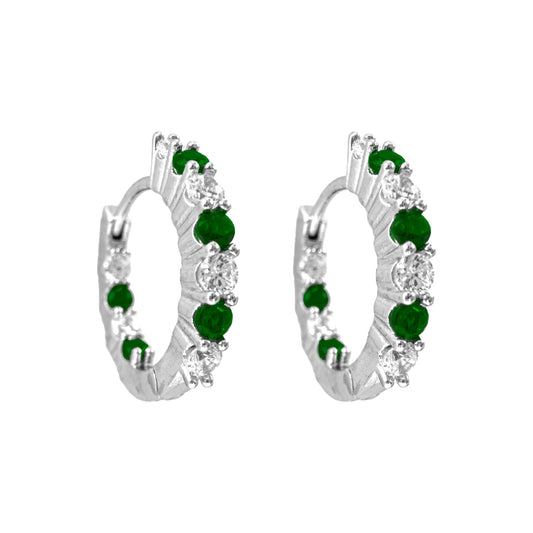 Green Stone Waterway Hoop Earrings