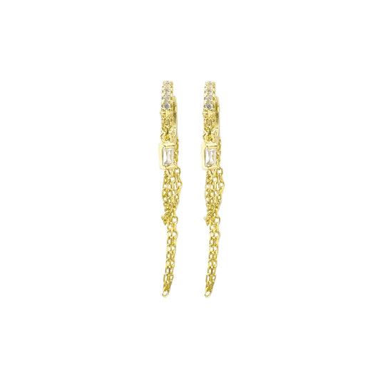 Baguette Stone Chain Earring