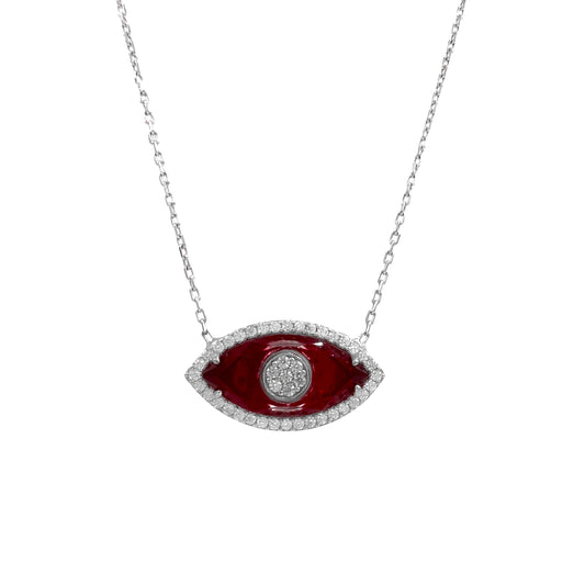 Burgundy Glass Eye Necklace