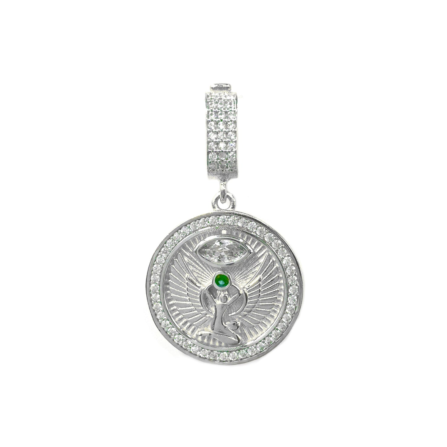 Angel Medallion Pendant / Charm with Colorful Stones