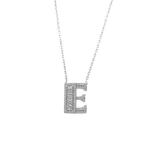 Baguette Stone Letter Necklace