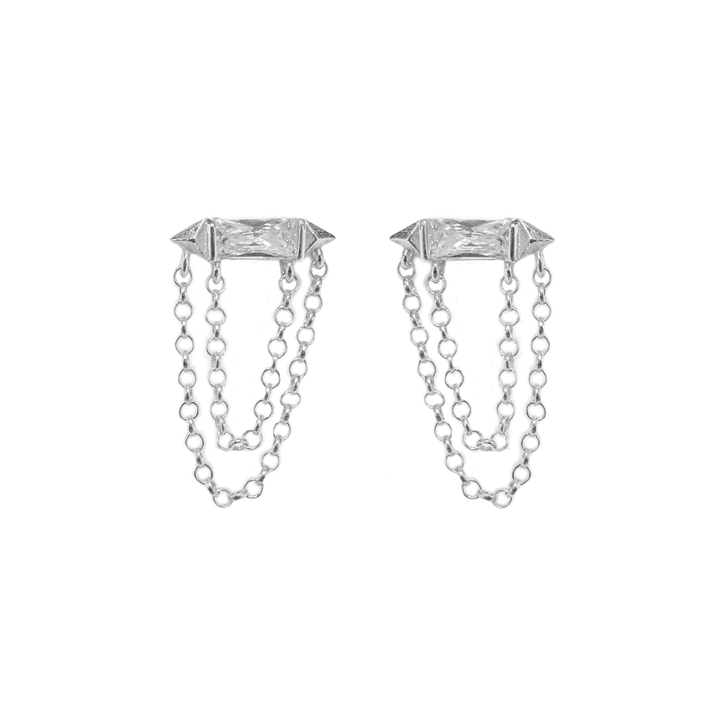 Baguette Stone Chain Earring