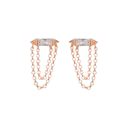 Baguette Stone Chain Earring