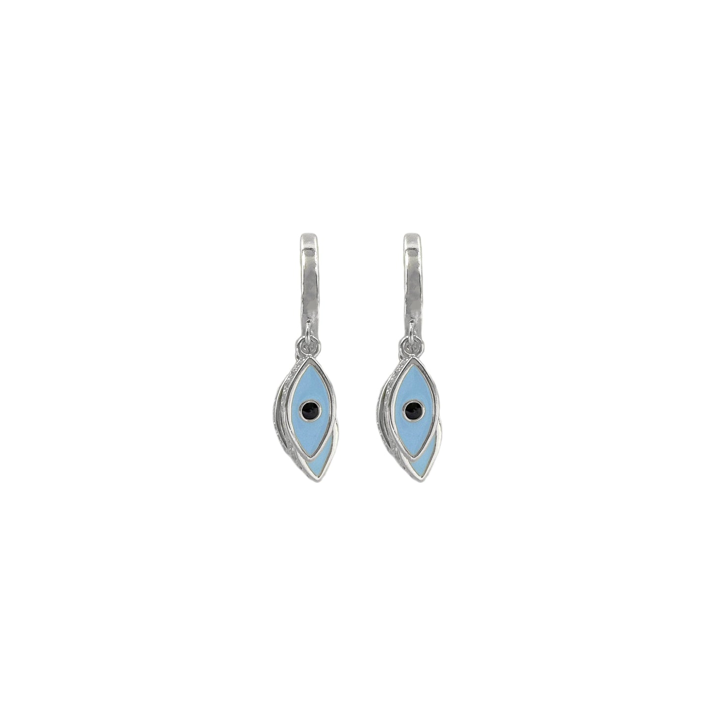 Baby Blue Enamel Hoop Earrings