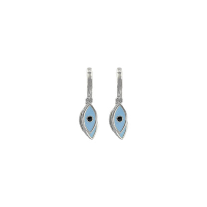 Baby Blue Enamel Hoop Earrings