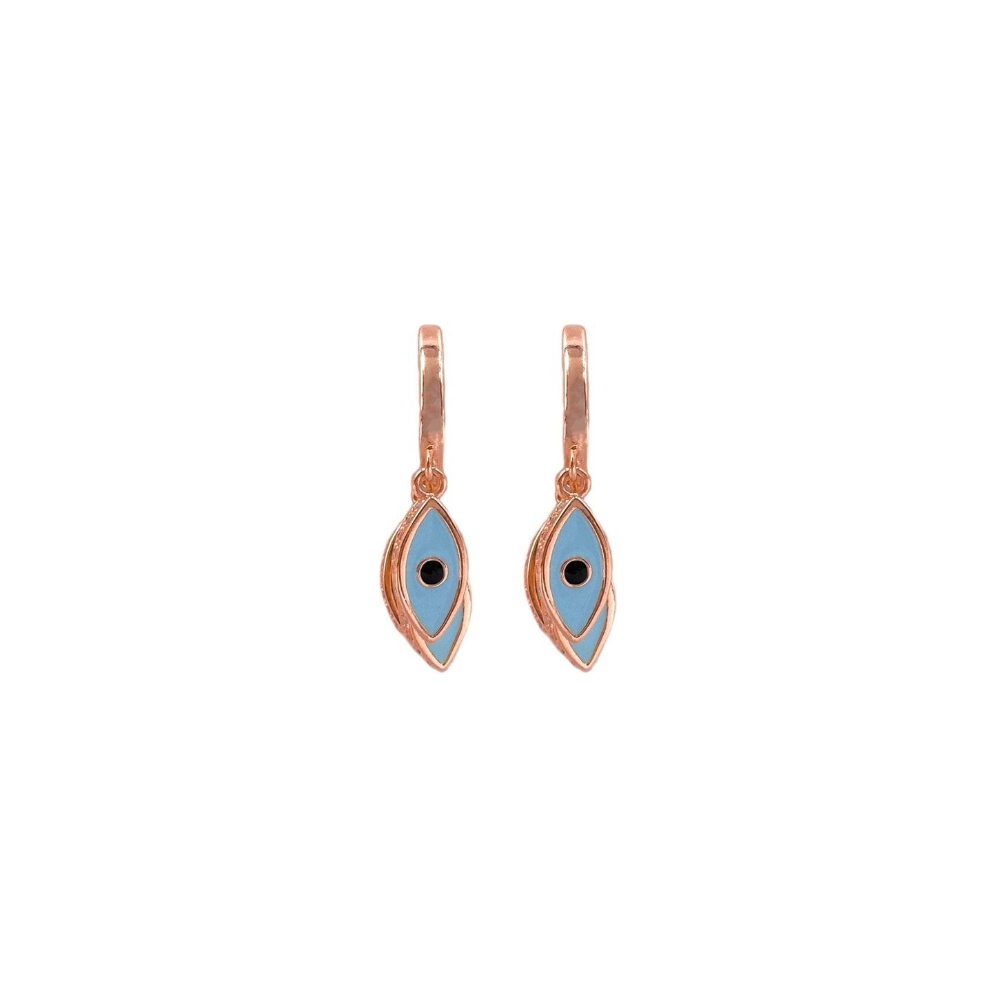 Baby Blue Enamel Hoop Earrings