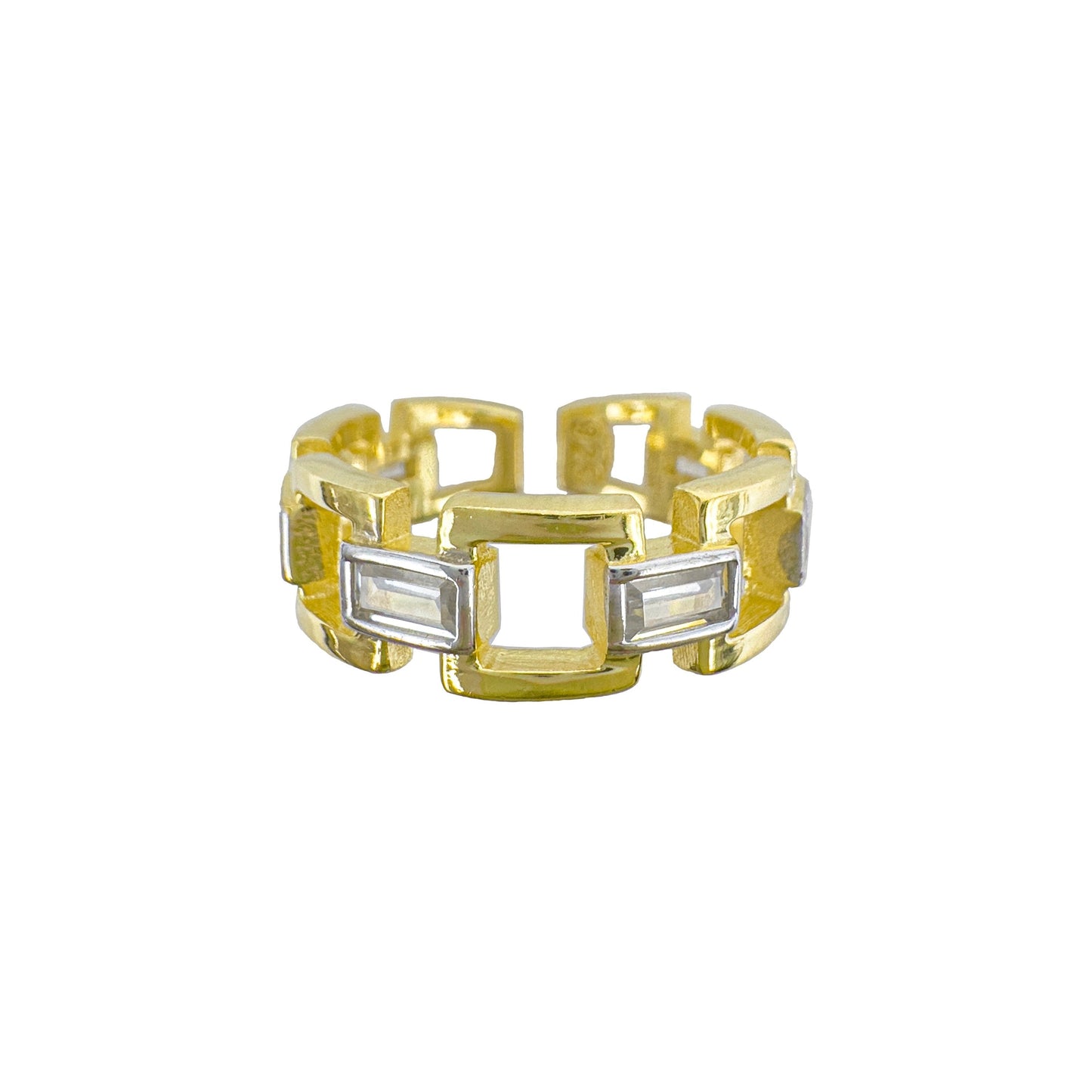 Baguette Stone Chain Model Ring