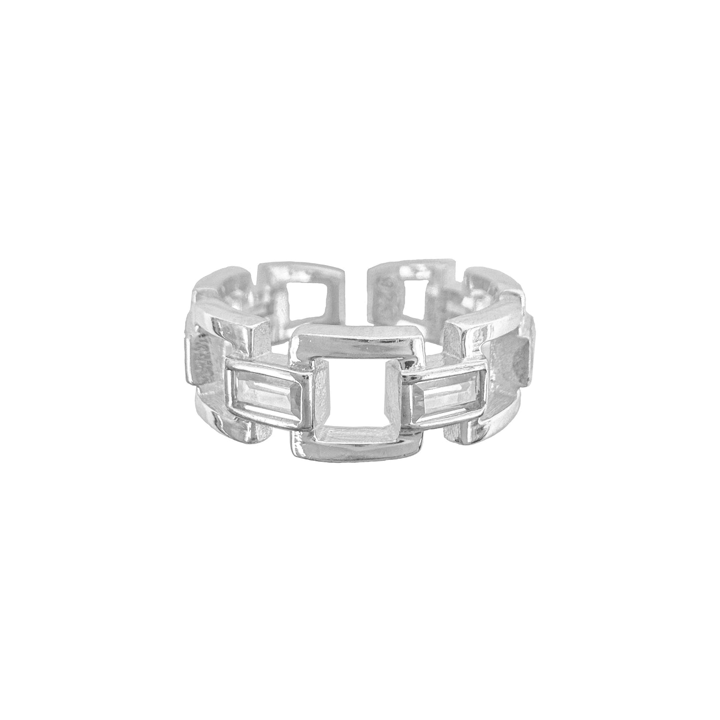 Baguette Stone Chain Model Ring