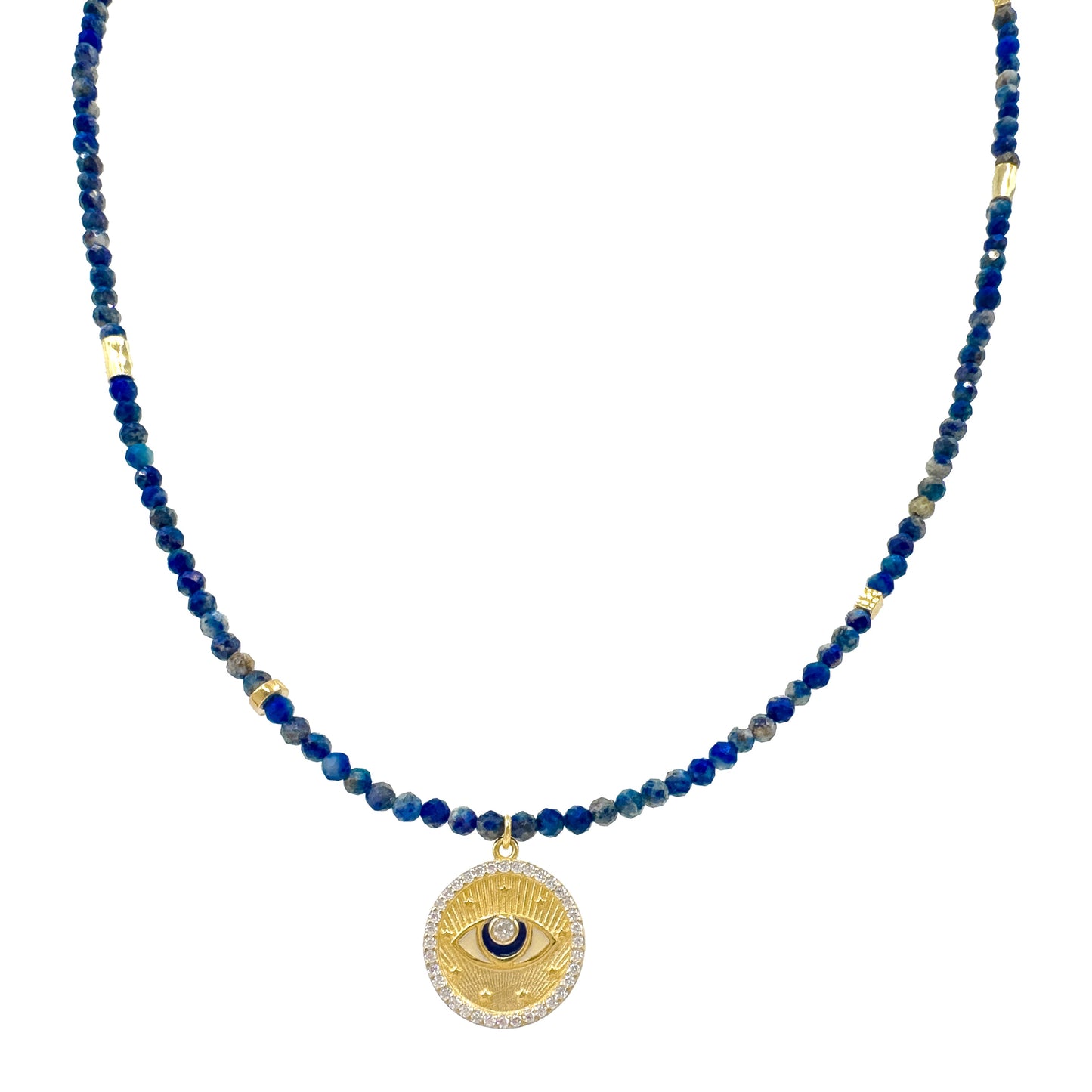 Designer Eye-Shaped Lapis Lazuli Natural Stone Necklace
