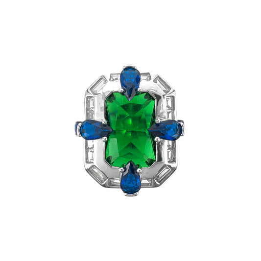 Blue - Green Baguette Stone Ring