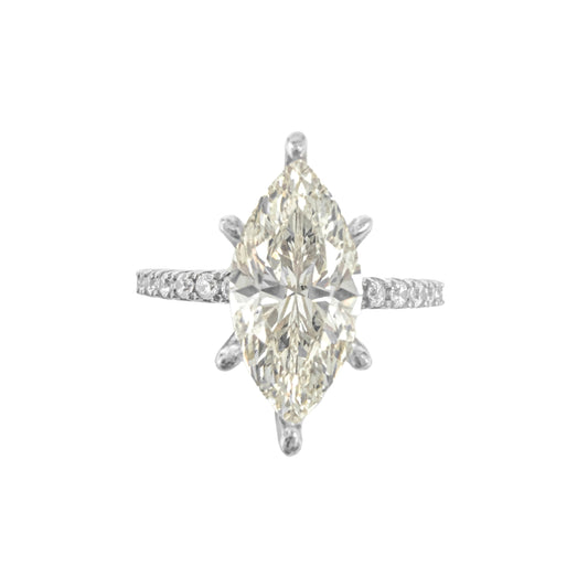 G Color Marquise Ring with Stones on the Sides