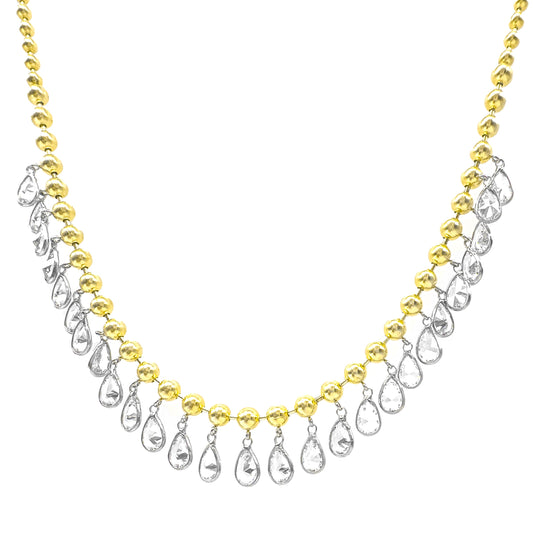Ball Chain Pendant Drop Stone Necklace