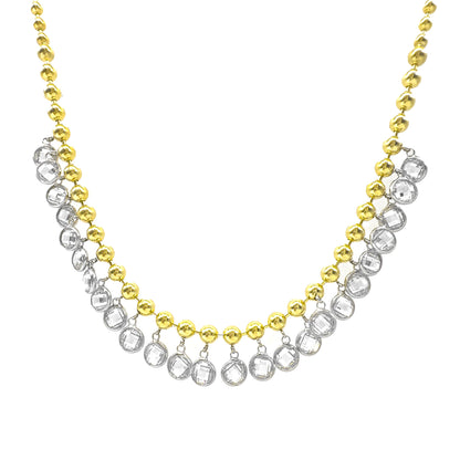 Ball Chain Pendant Round Stone Necklace
