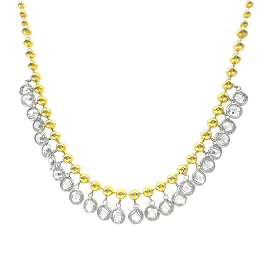 Ball Chain Pendant Round Stone Necklace