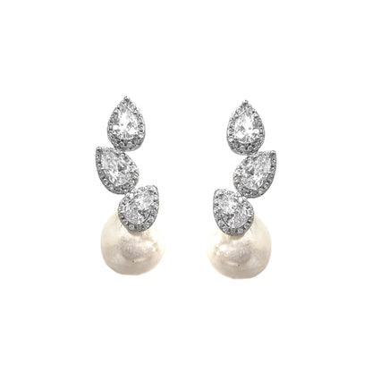 Drop Stone Pearl Earrings