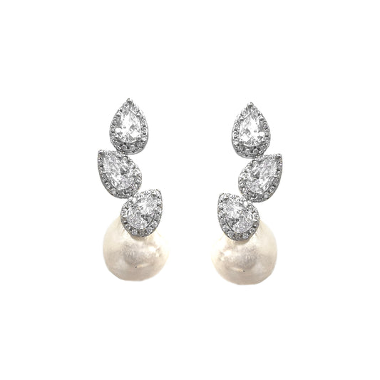 Drop Stone Pearl Earrings