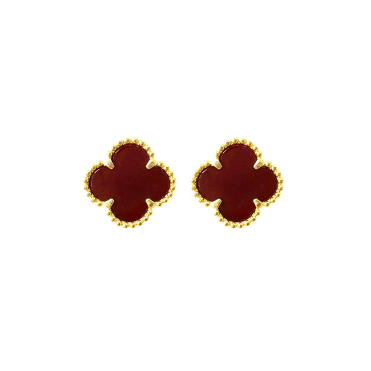 Claret Red Clover Earrings