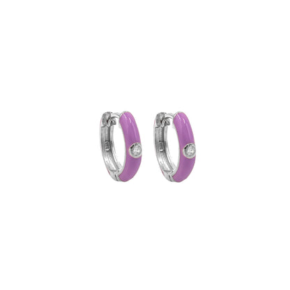 Lilac Enamel Hoop Earrings