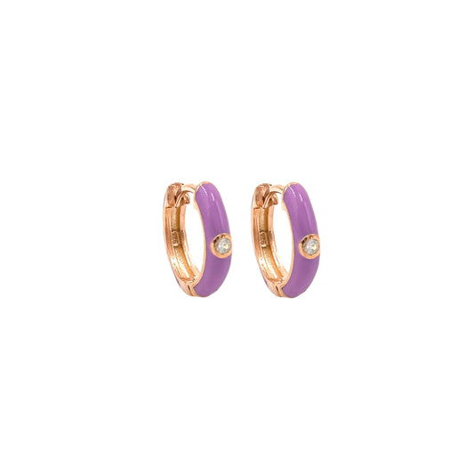 Lilac Enamel Hoop Earrings