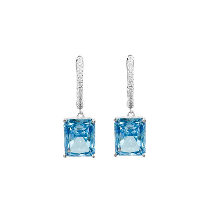 Blue Moissanite Hoop Earrings