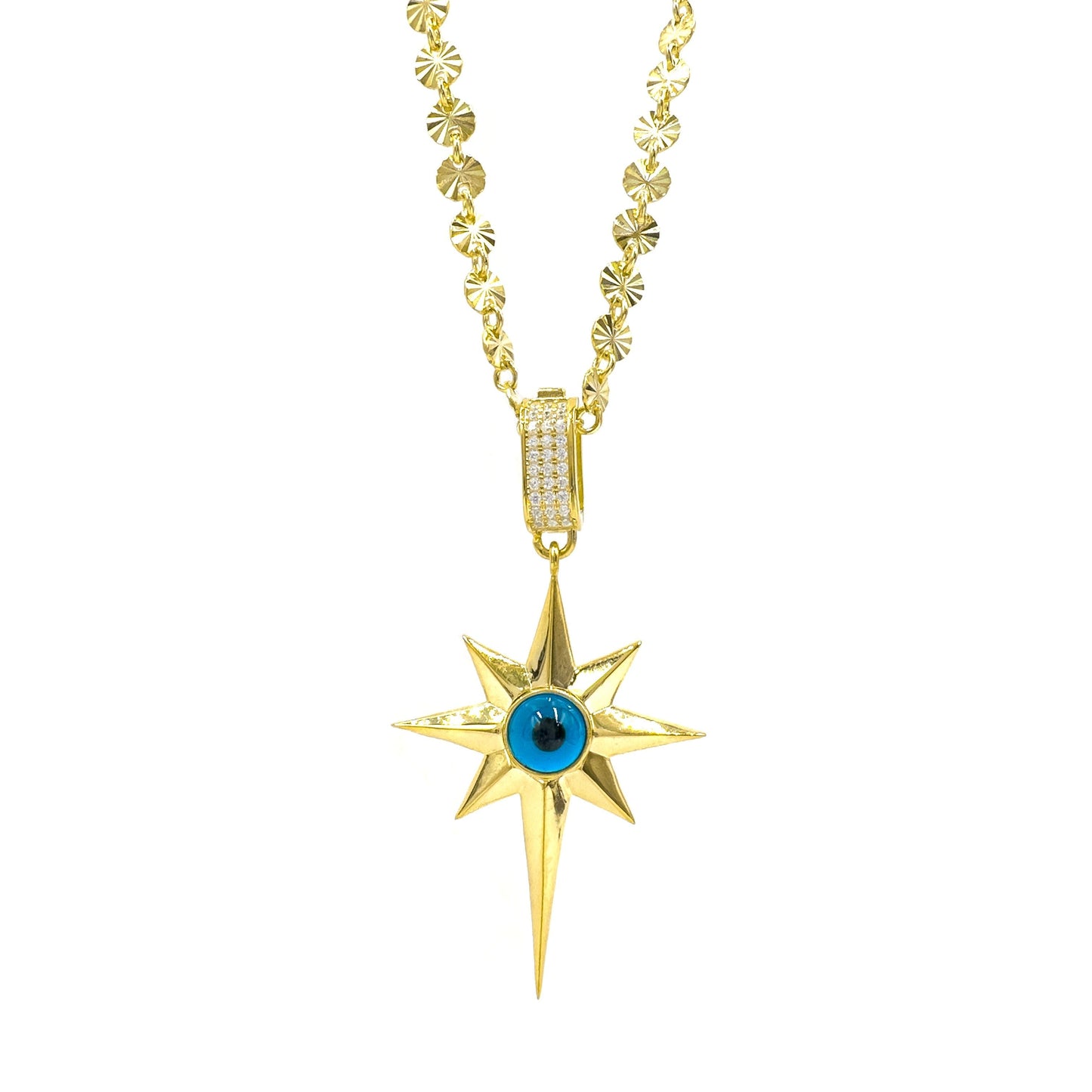 Laser Cut Chain Polar Star Evil Eye Necklace