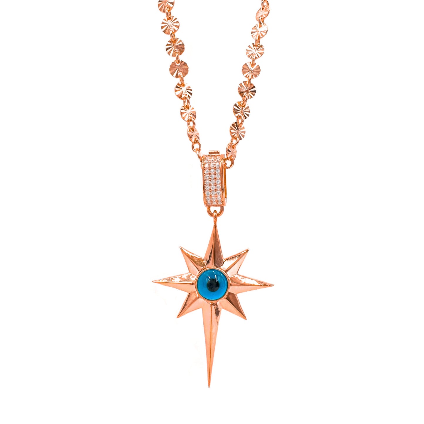 Laser Cut Chain Polar Star Evil Eye Necklace