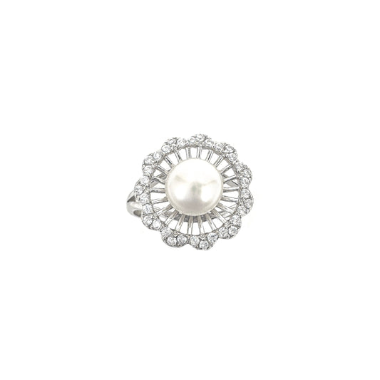 Stone Flower Pearl Ring