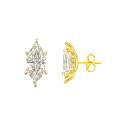 G-Color Marquise Earring with Stone Setting
