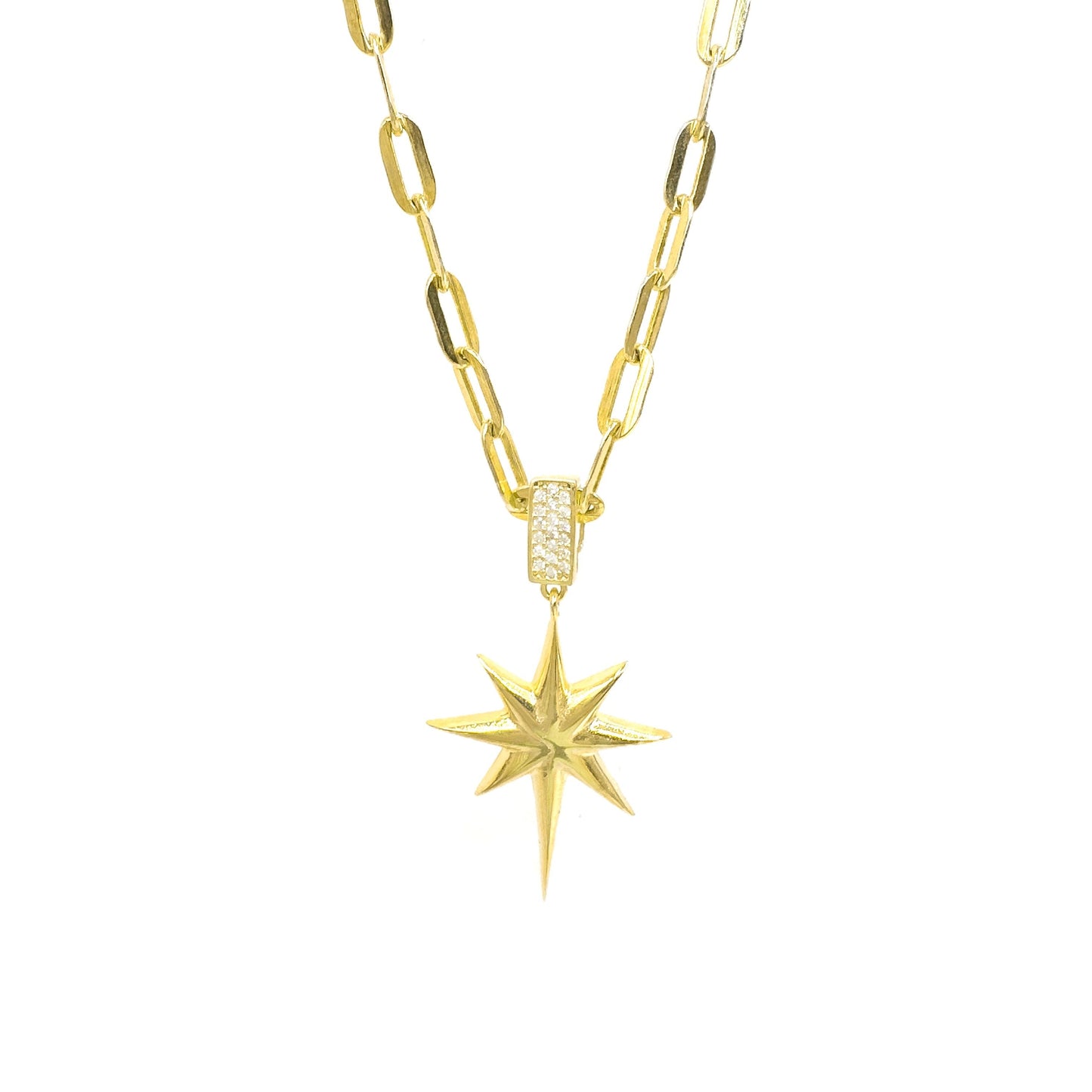 Stone Star Paperclip Necklace