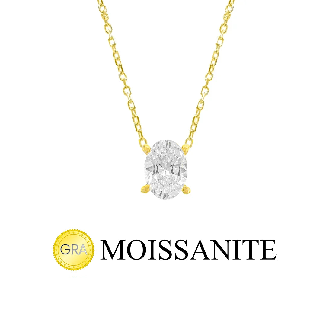 One Carat Moissanite Oval Necklace