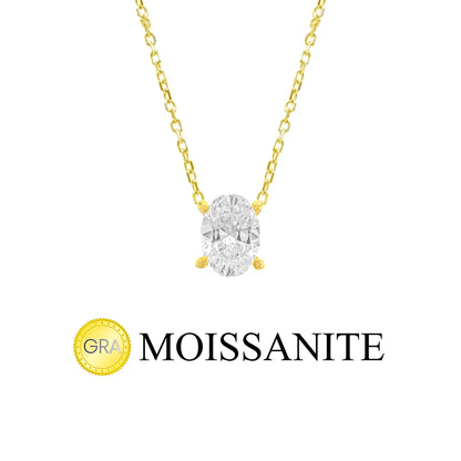 One Carat Moissanite Oval Necklace