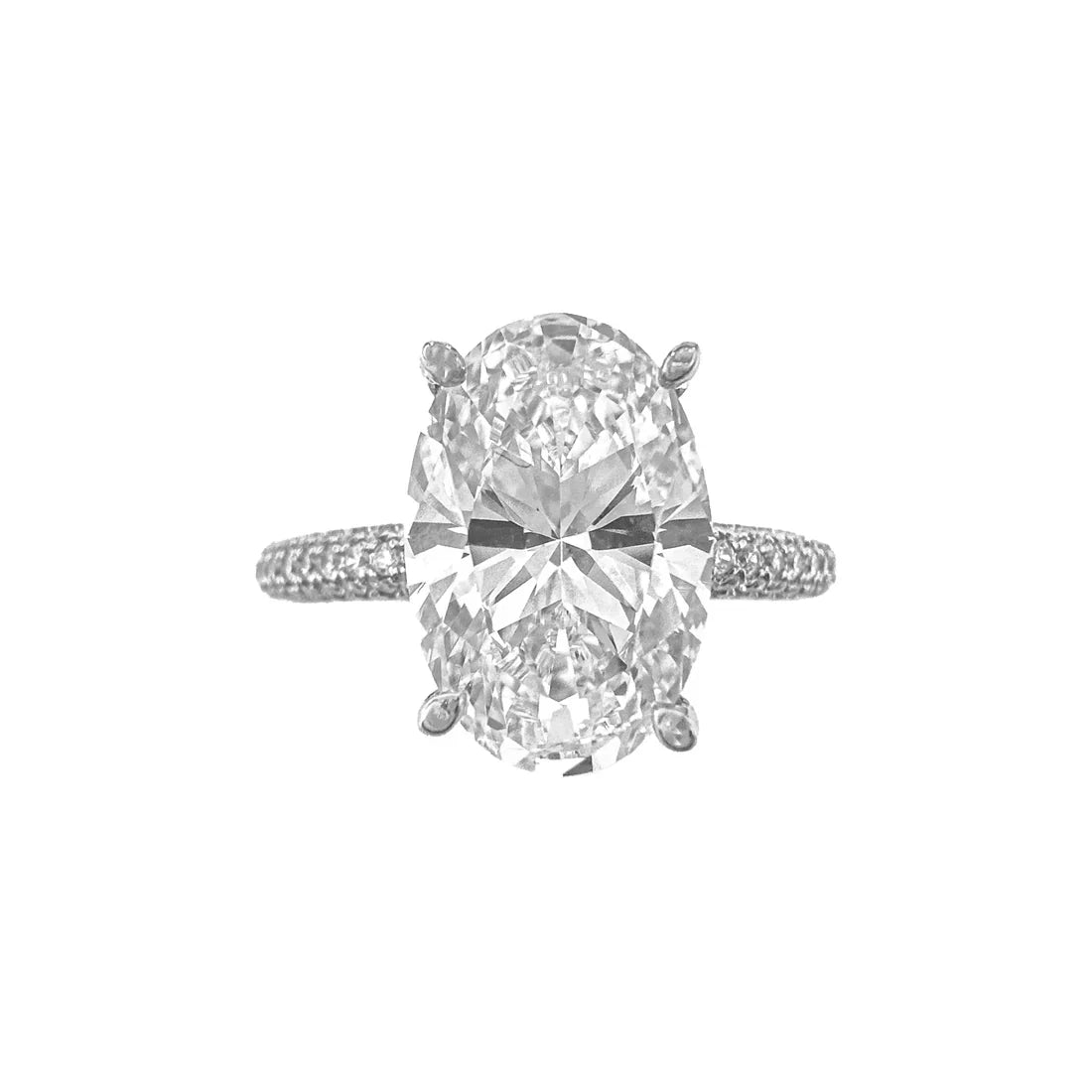 Oval Moissanite Ring with Side Stones