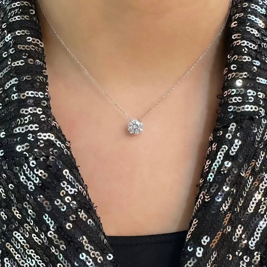 Large Moissanite Solitaire Necklace