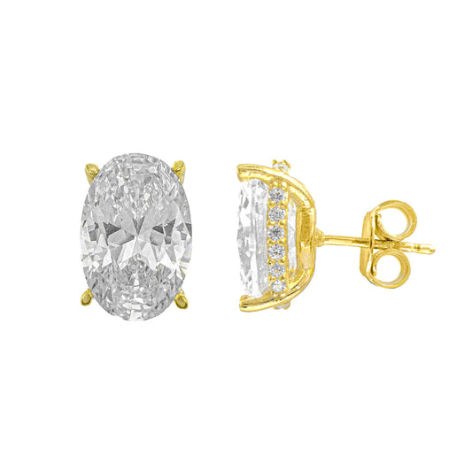 Oval Moissanite Earrings with Stone Setting