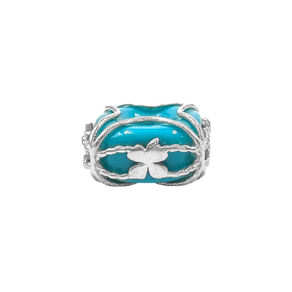 Glass Bead Clover Silver Pendant