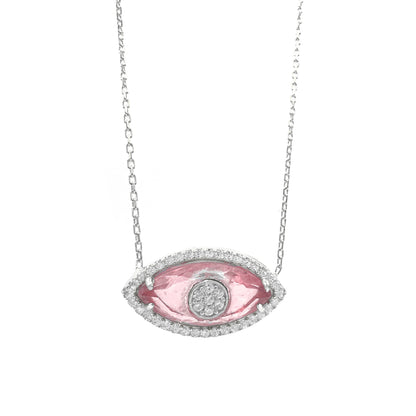 Pink Glass Eye Necklace