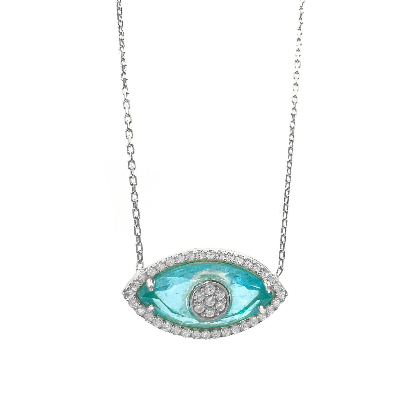 Aqua Glass Eye Necklace