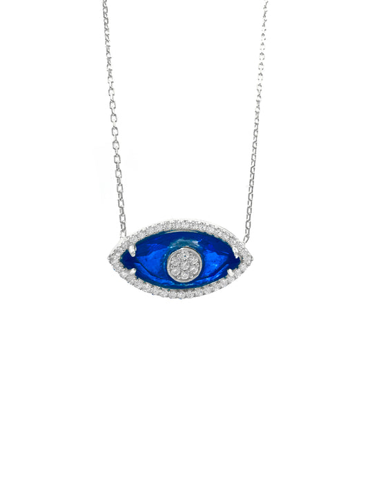 Navy Blue Glass Eye Necklace