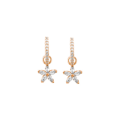 Flower Marquise Stone Hoop Earrings