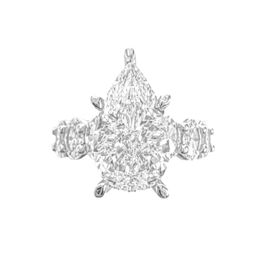 Oval Moissanite Ring with Teardrop-Shaped Arm