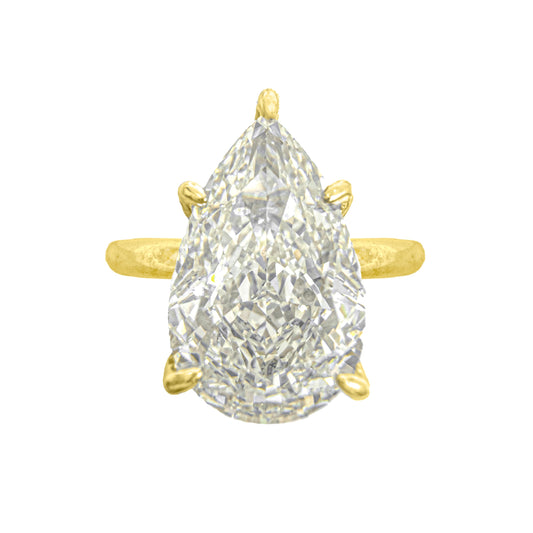 G-Color Pear Ring with Stone Setting