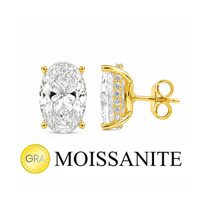 Oval Moissanite Earrings with Stone Setting