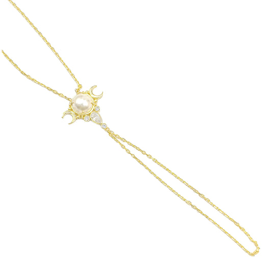 Pearl Moon Handchain
