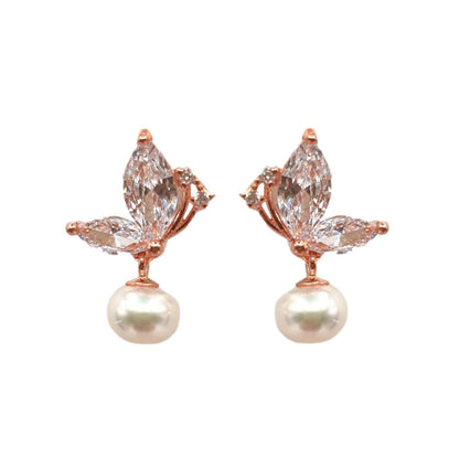 Butterfly pearl earrings